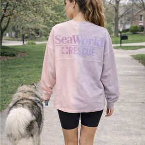 SeaWorld Rescue Spirit Jersey Small Ombre Pink Purple Oversized Sweatshirt